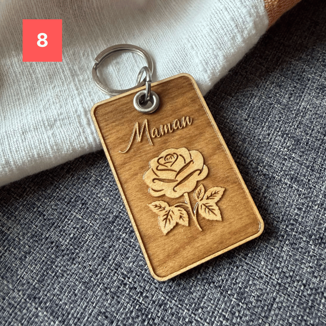 Porte-clé en bois personnalisé et à graver