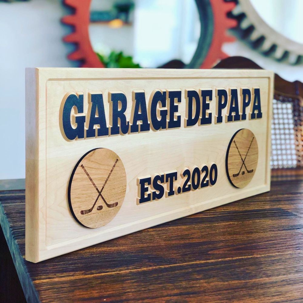 Pancarte en bois pour garage de papa - cadeau de fête des pères- BoisFrancK