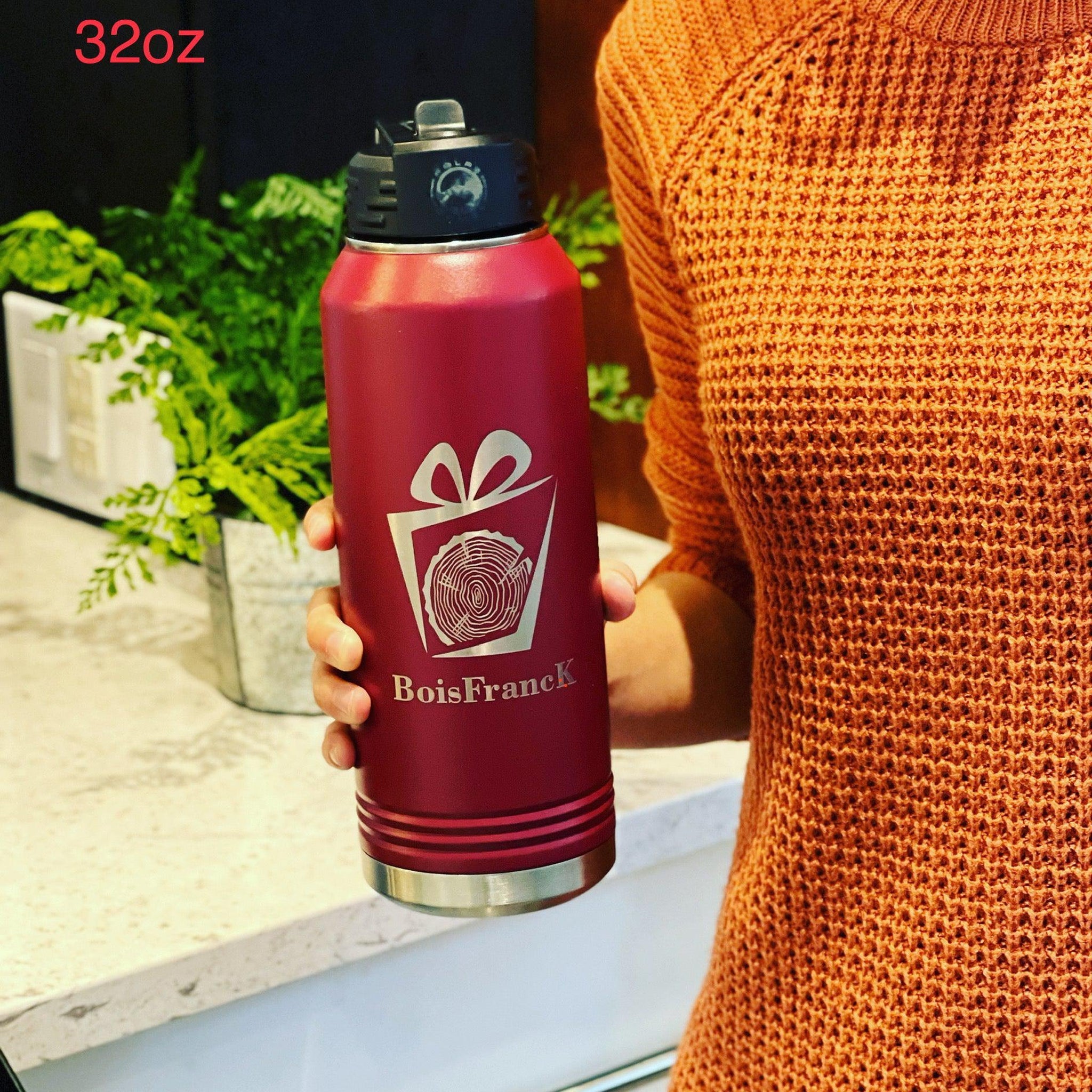 Bouteille isotherme personnalisée-bourgogne avec logo-32oz-BoisFrancK