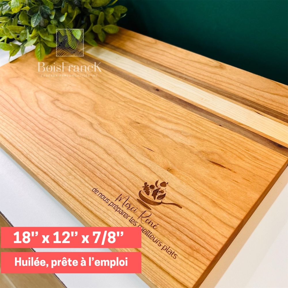 Planche à découper en cerisier avec insertions-Faite et personnalisée au Qc-BoisFrancK