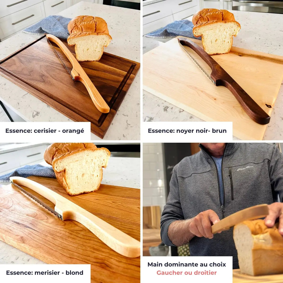 Couteau à pain en bois personnalisé - manche gravé