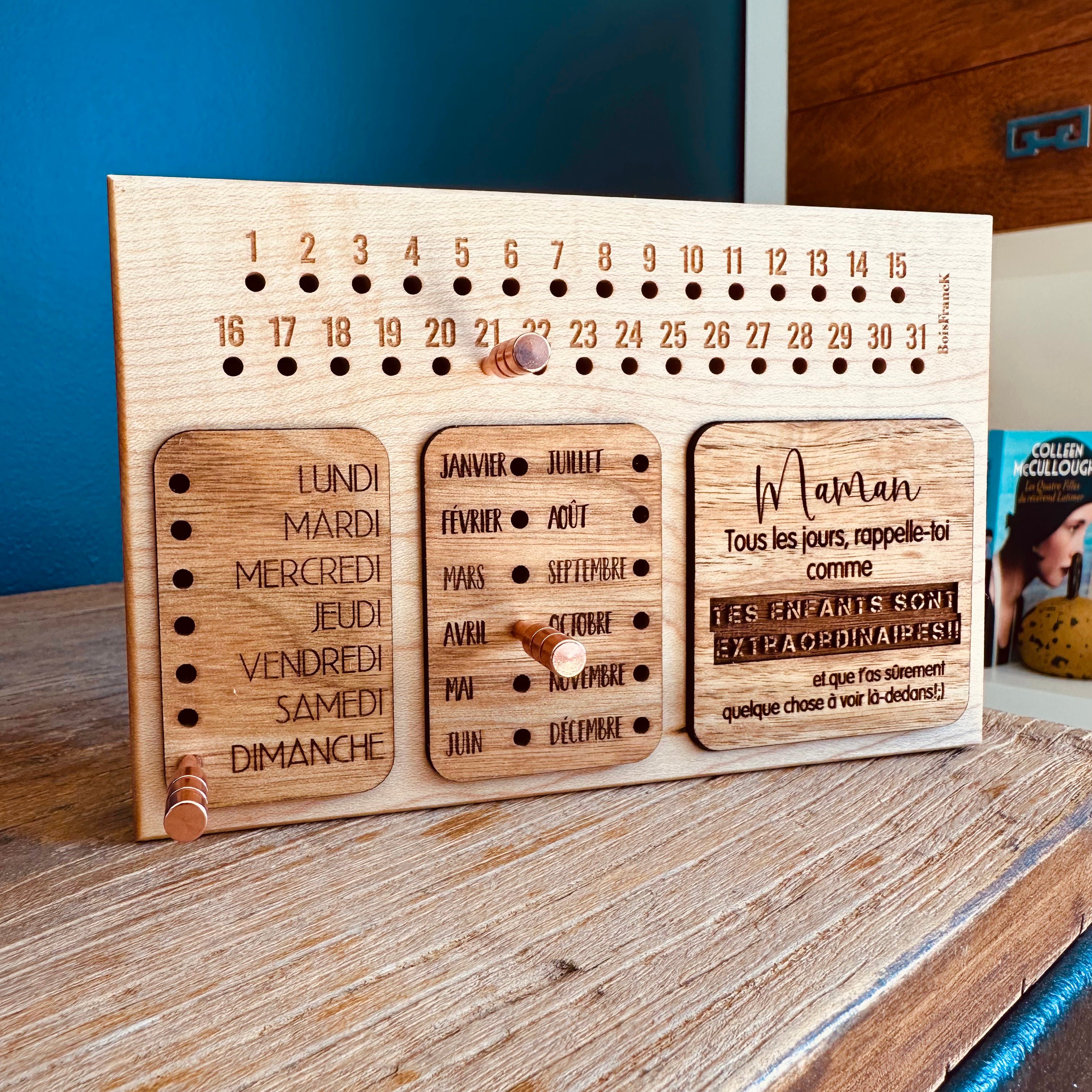 Calendrier perpétuel en bois personnalisable - BoisFranck