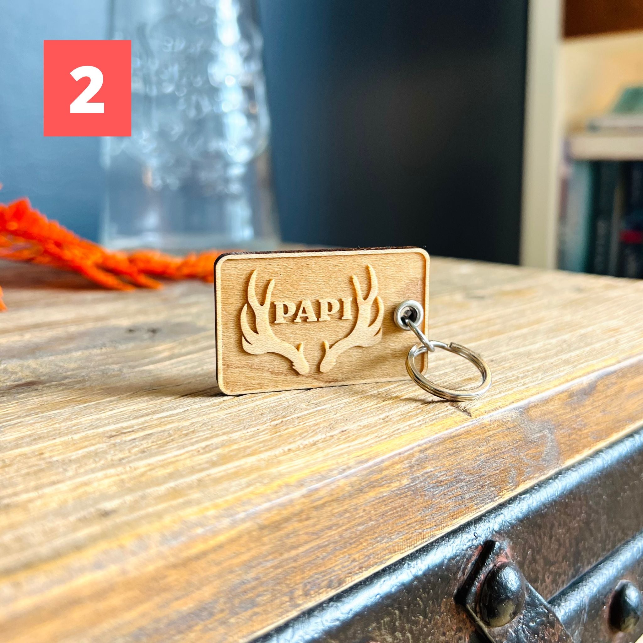 Porte clé en bois personnalisé-Papy avec panache-BoisFrancK