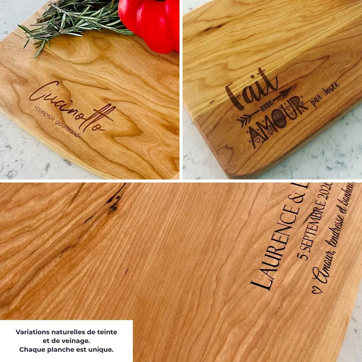 Planche de service en bois personnalisée - gravure sur mesure