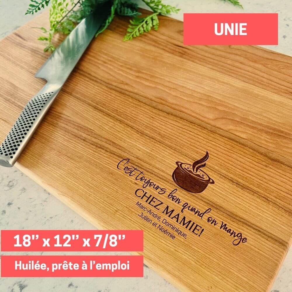 Planche a decouper en cerisier unie personnalisable-specifications dimensions-BoisFrancK