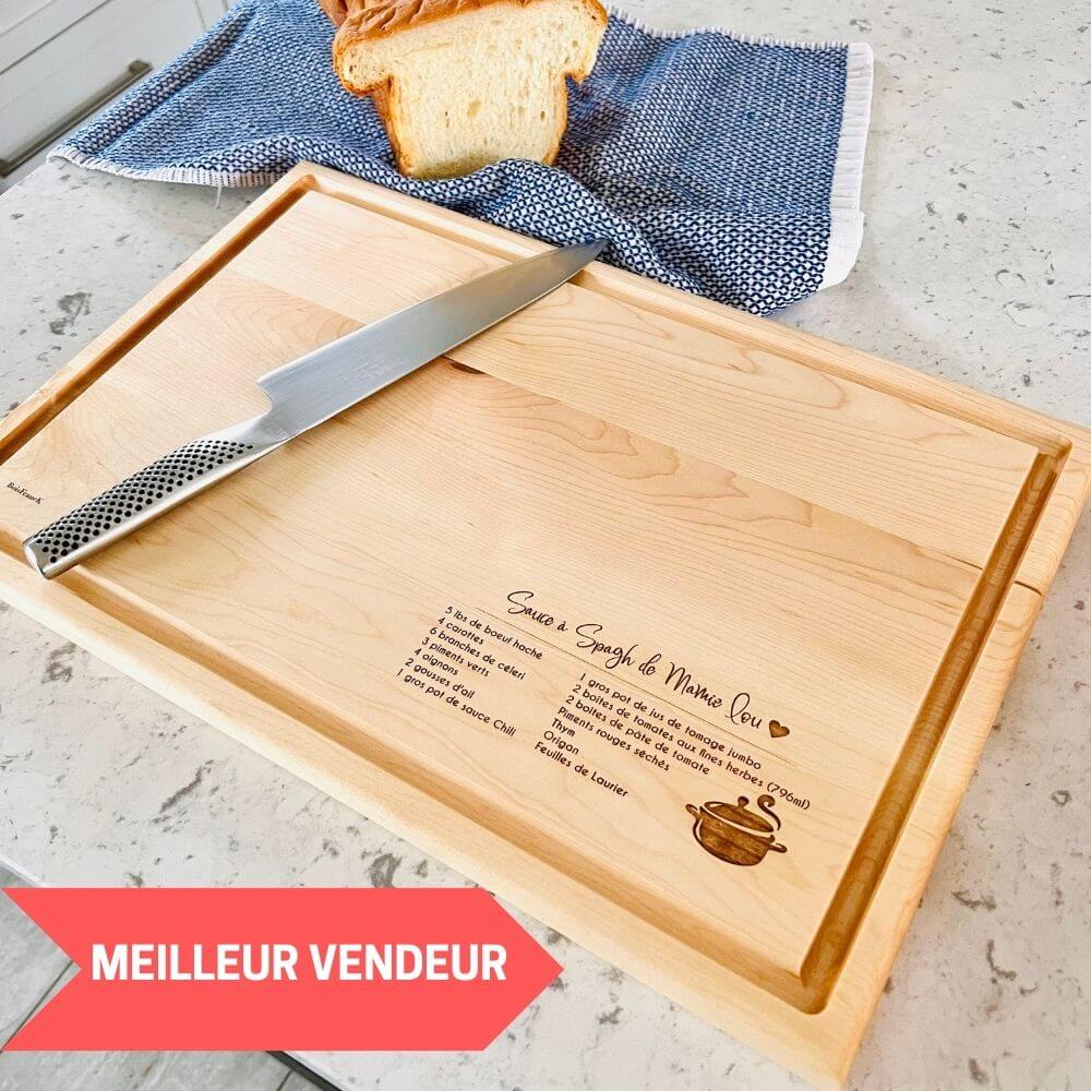 Planche a decouper en erable unie personnalisee-rainure a jus-Meilleur Vendeurs-BoisFrancK