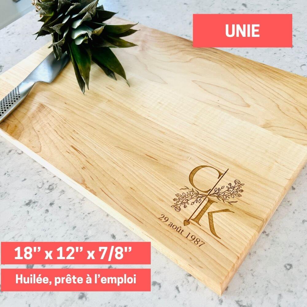 Planche a decouper en erable unie personnalisee-specifications dimensions-BoisFrancK