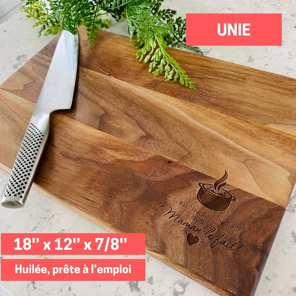 Planche à découper en noyer noir unie personnalisable-spécifications dimensions-BoisFrancK
