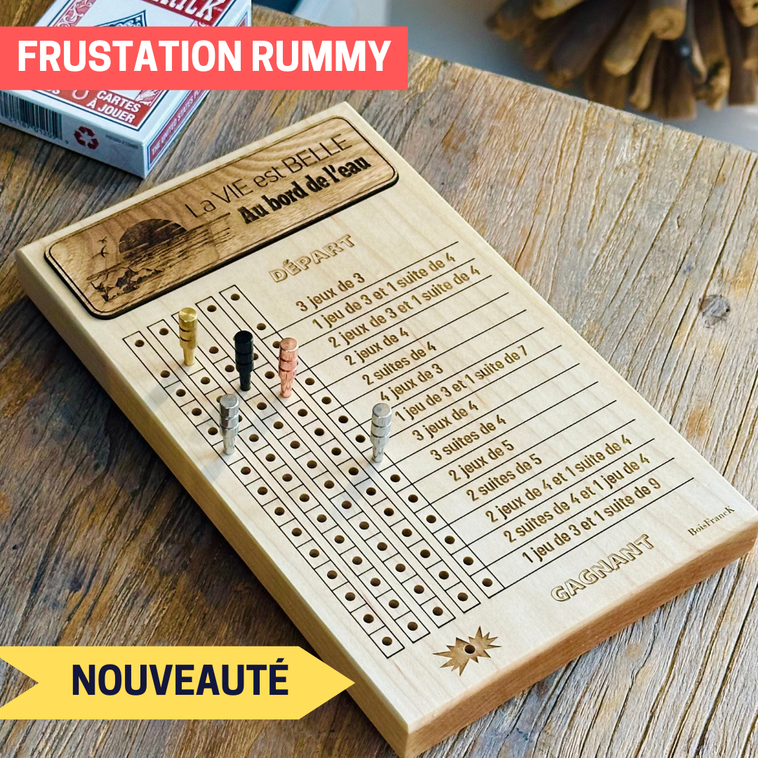 Jeu de frustration Rummy personnalisé en bois- BoisFrancK