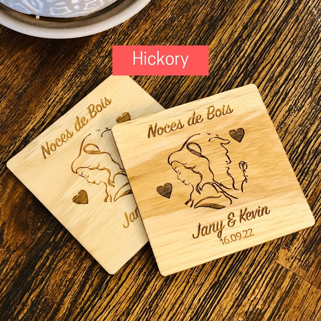 Sous-verres en bois personnalisés sous le thème de Disney en hickory-BoiSFrancK