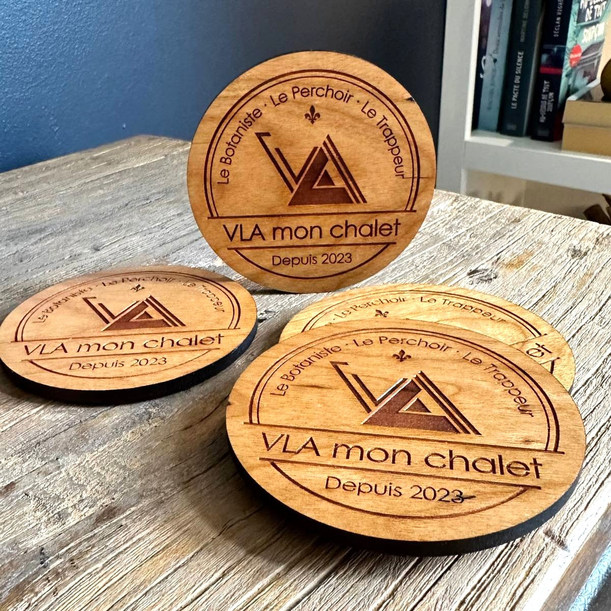 Sous-verres personnalisés en bois avec logo d'Entreprise gravé- BoisFrancK
