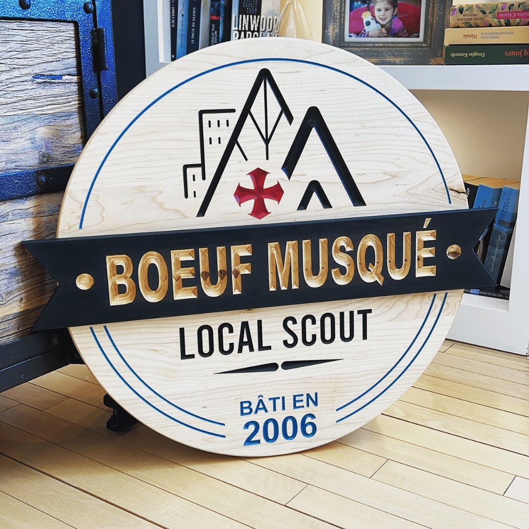 logo des scout sur bois massif-déco murale-BoisFrancK