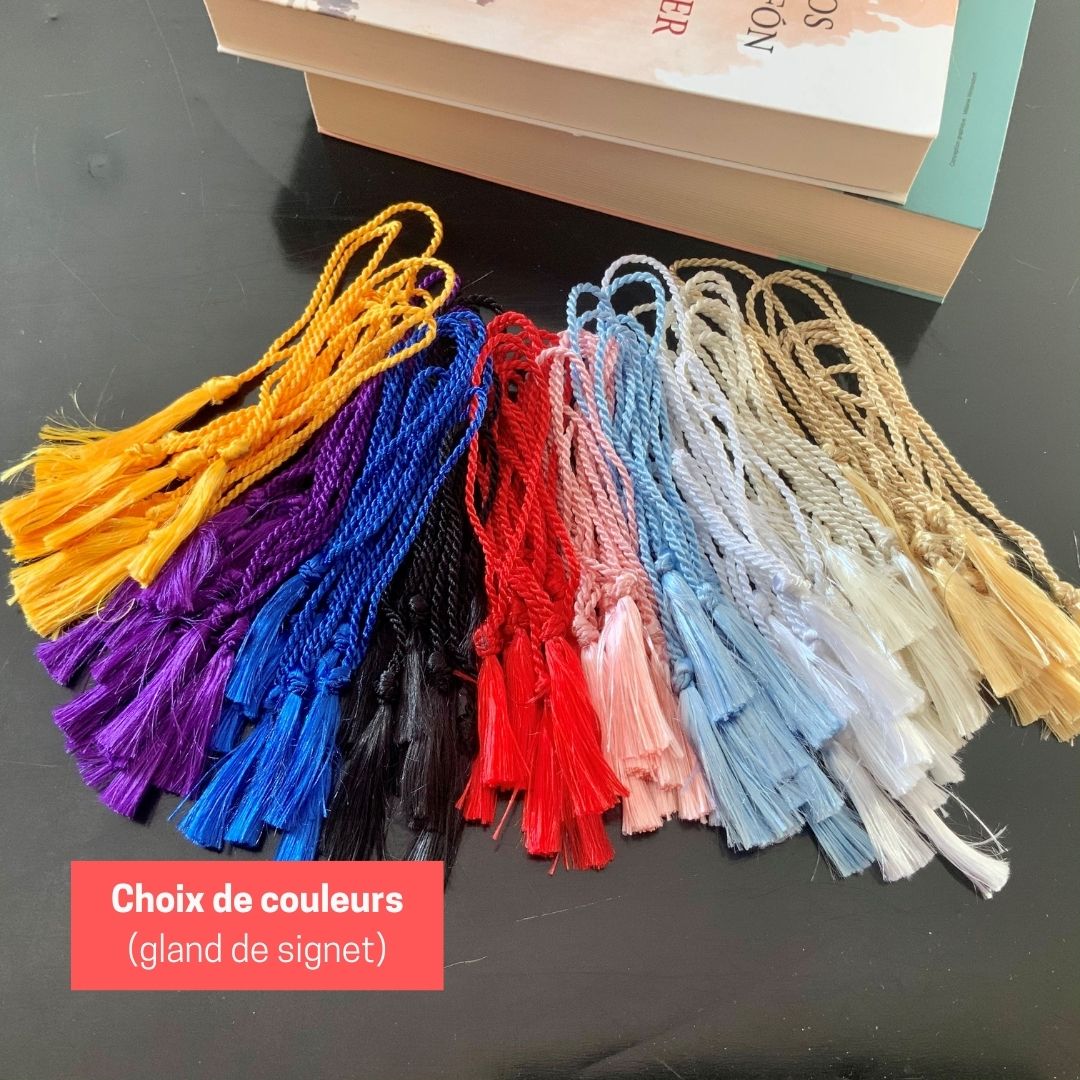 Choix de couleurs-glands de signet-en bois personnalisé-BoisFrancK