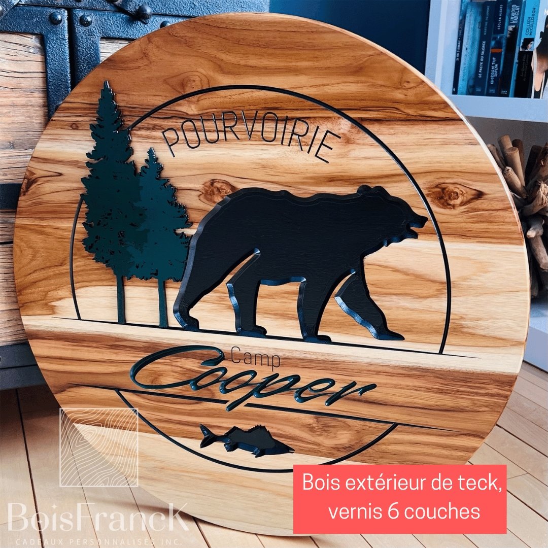 PAncarte extérieure en bois personnalisée-logo compagnie-BoisFrancK