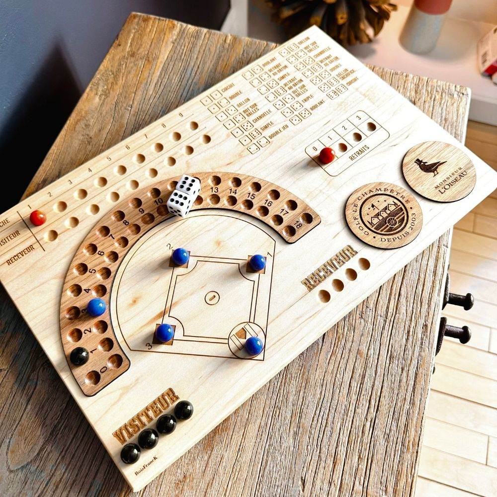 Cadeau pour amateur de baseball-jeu sur table en bois - BoisFrancK
