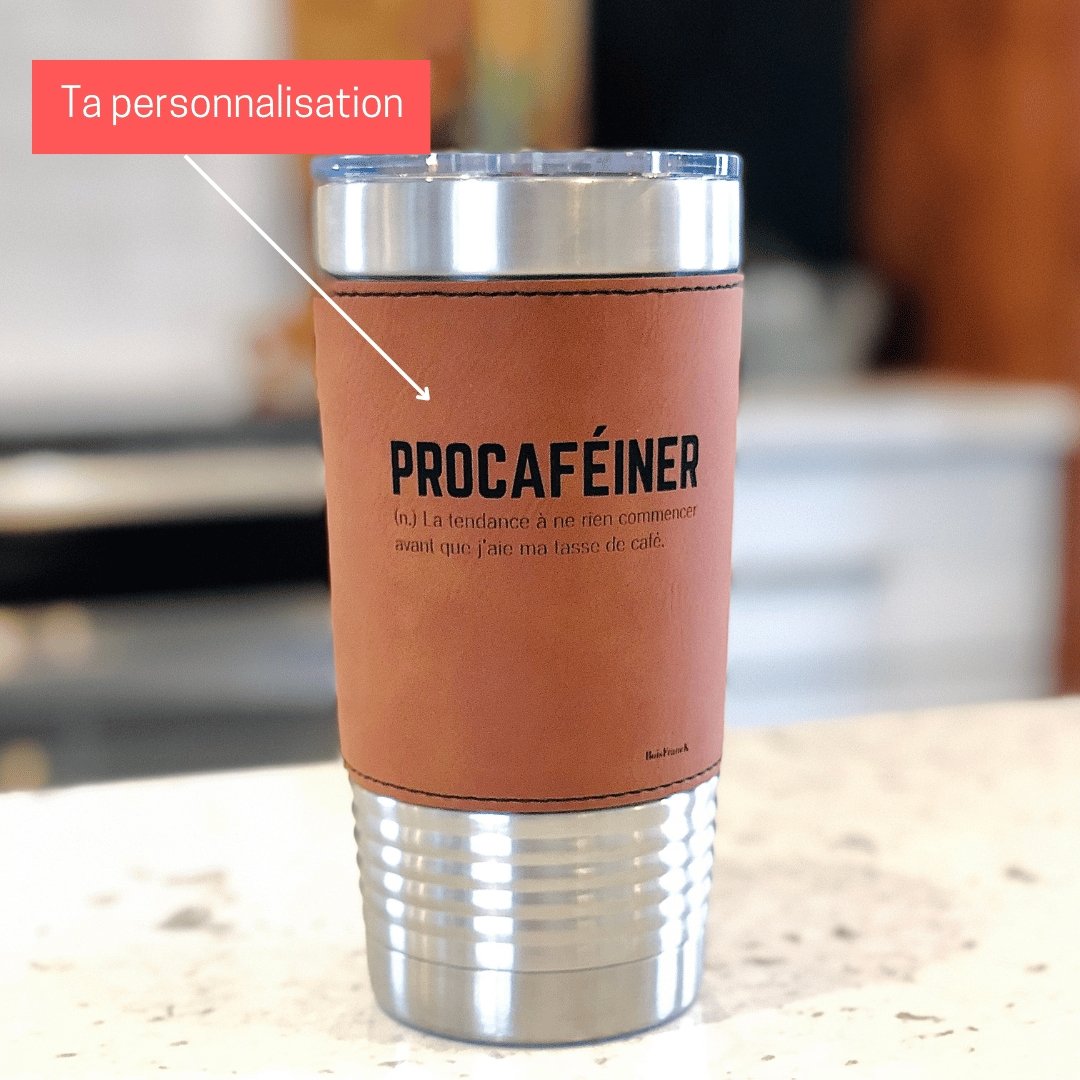 Ta personnalisation sur le thermos à café personnalisée en cuir