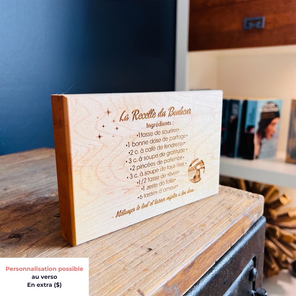 Calendrier perpétuel en bois — verso personnalisé gravé, option $ — BoisFrancK