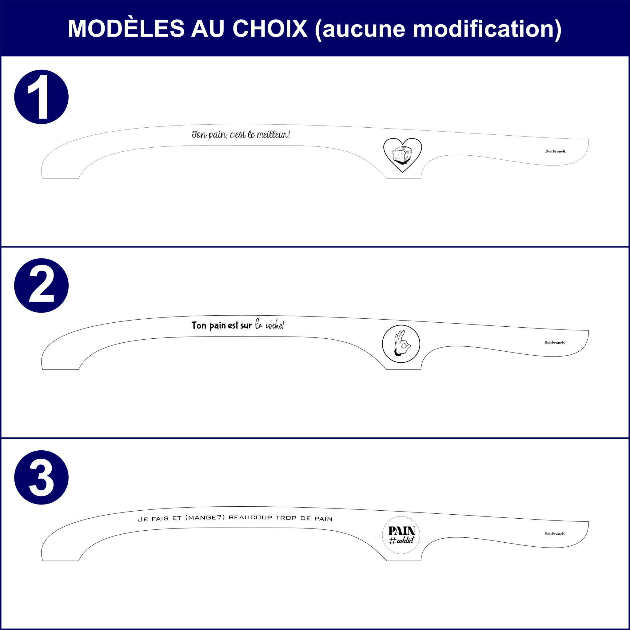 Modèles au choix-couteaux à pain personnalisés-BoisFrancK