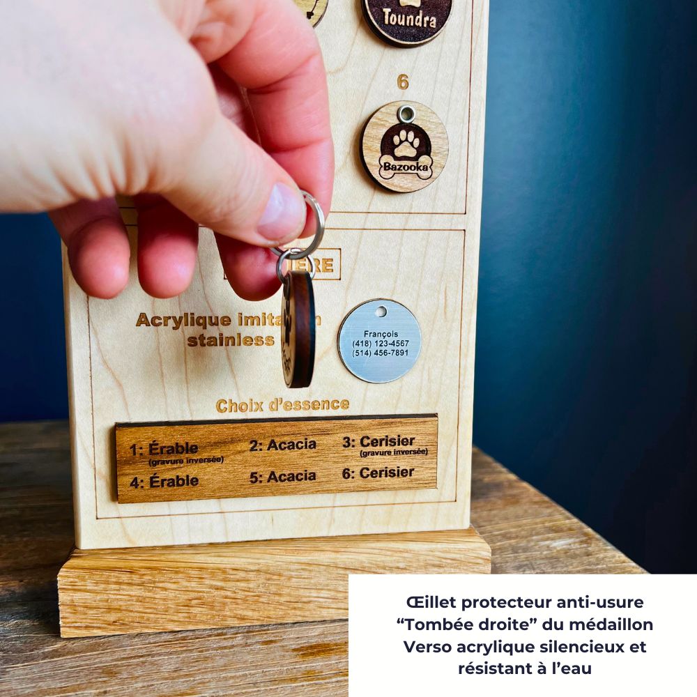 Endos de la médaille pour chien personnalisé en bois-BoisFrancK