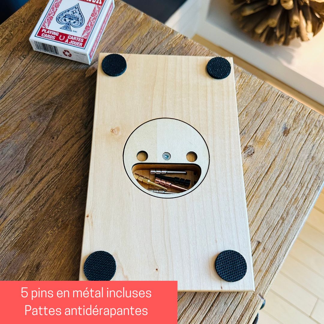 Dos du jeu Frustration Rummy avec rangement et pins de métal- BoisFrancK