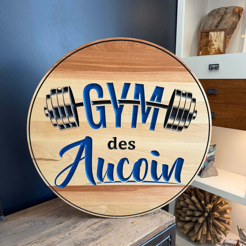 Affiche personnalisée pour gym en bois- BoisFrancK