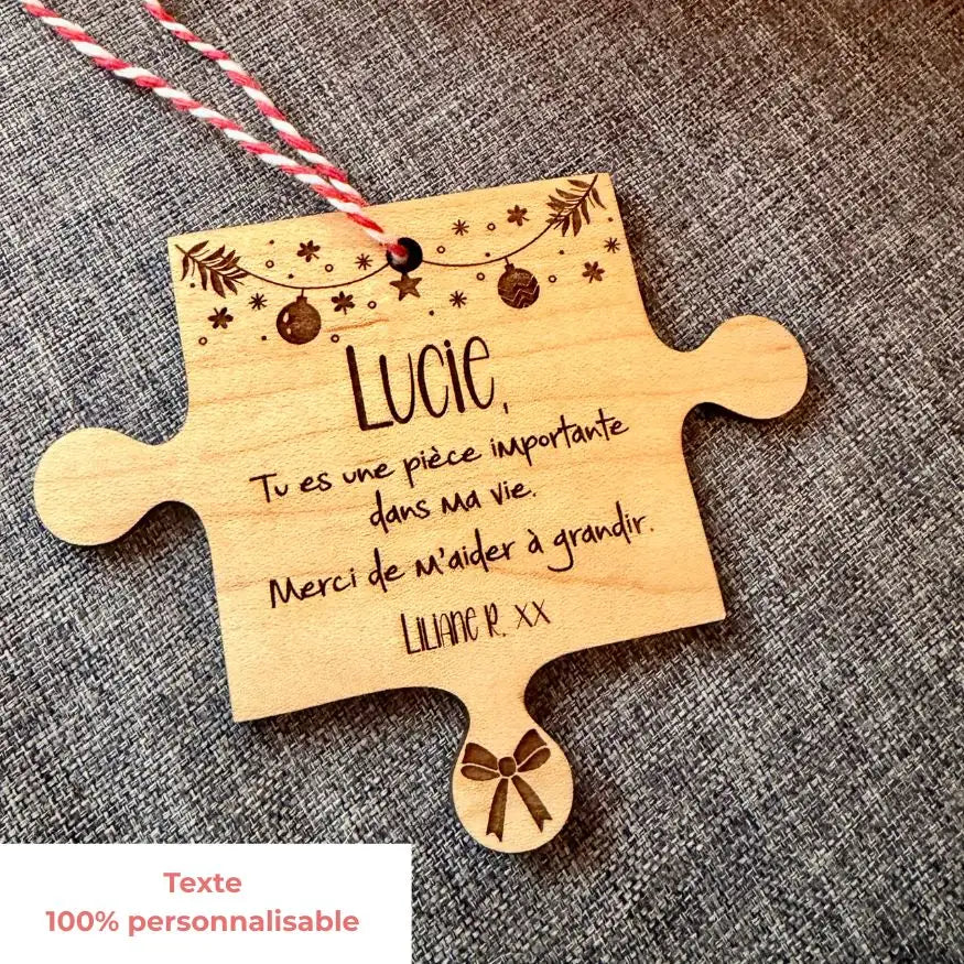 Cadeau de Noël enseignant_ boule casse-tête en bois avec message personnalisé - BoisFrancK
