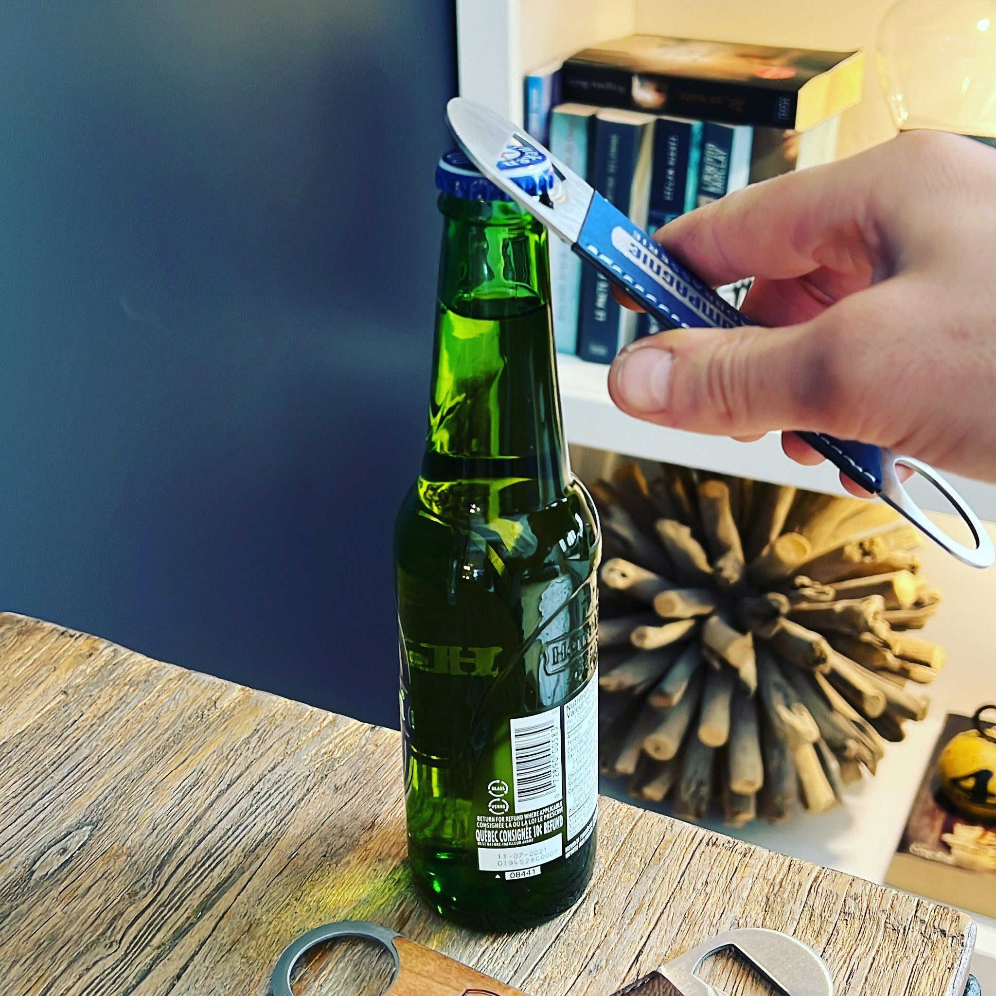 Ouvre-bouteille en cuir-décapsuleur de bière-BoisFranck