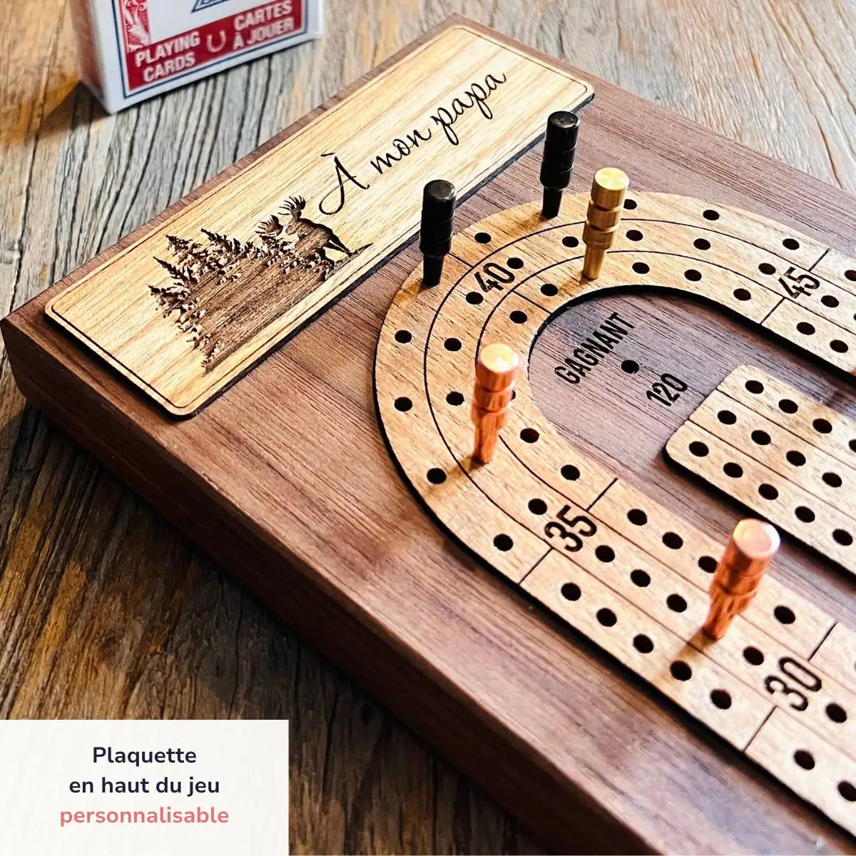 Plaquette de crible personnalisée avec gravure et décor forestier