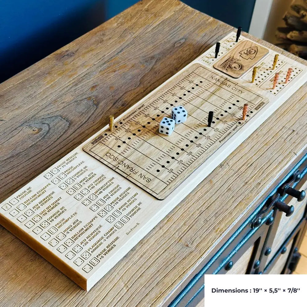 Jeu de football sur table en merisier — dimensions 19'' × 5,5'' × 7/8'' — BoisFrancK