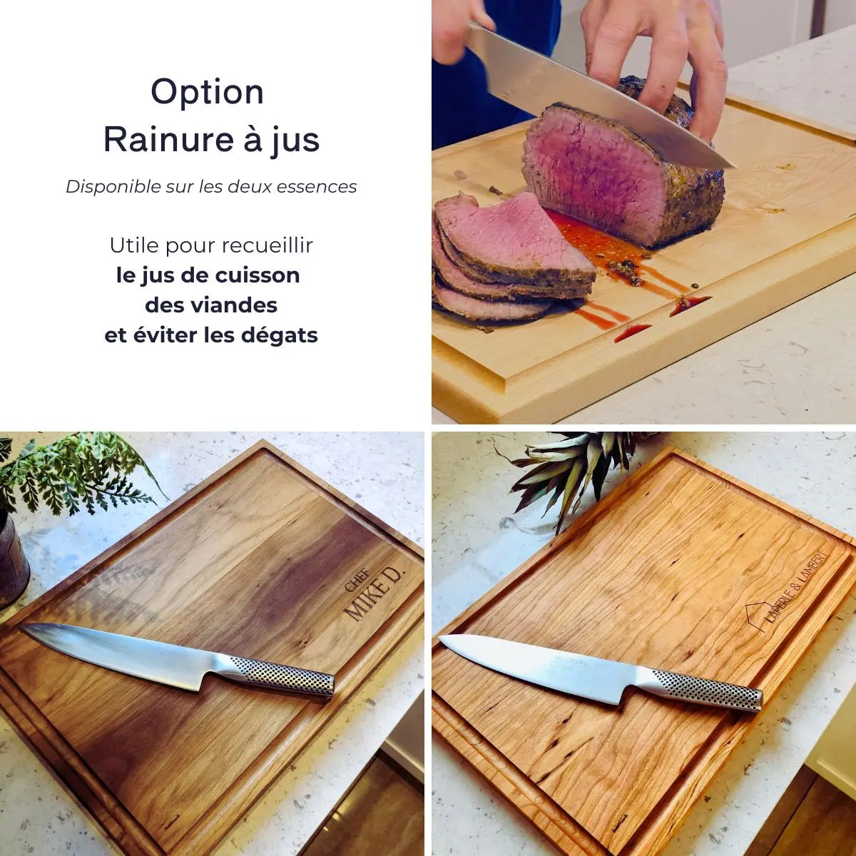 Planche à découper avec rainure à jus pour usage quotidien en cuisine