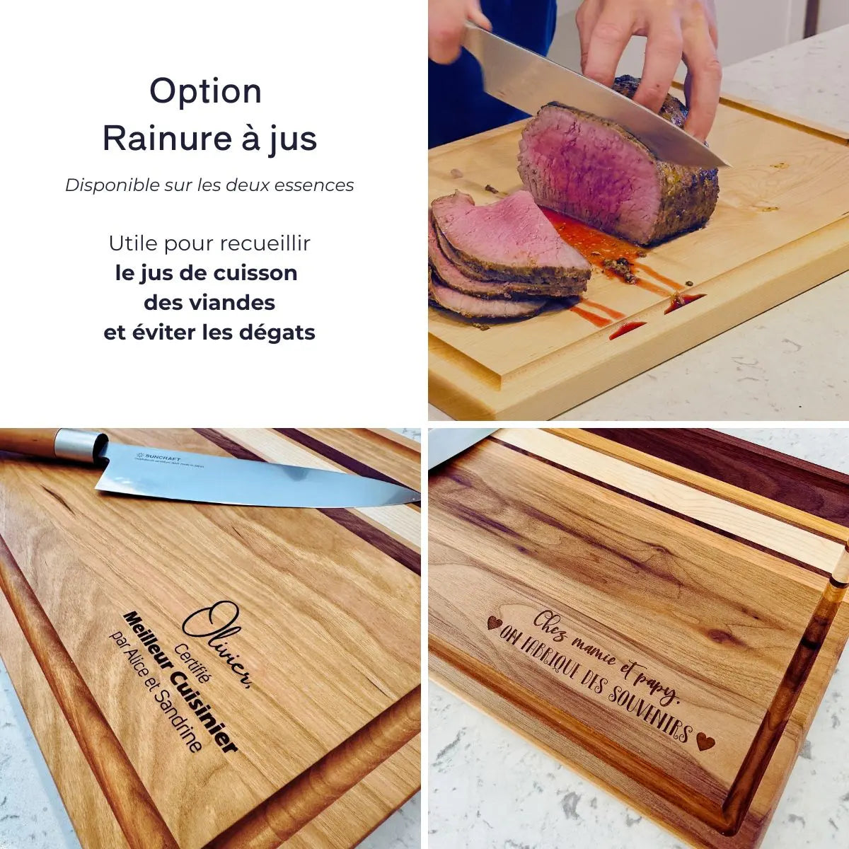 Utilité de la rainure à jus pour planche à découper en bois massif