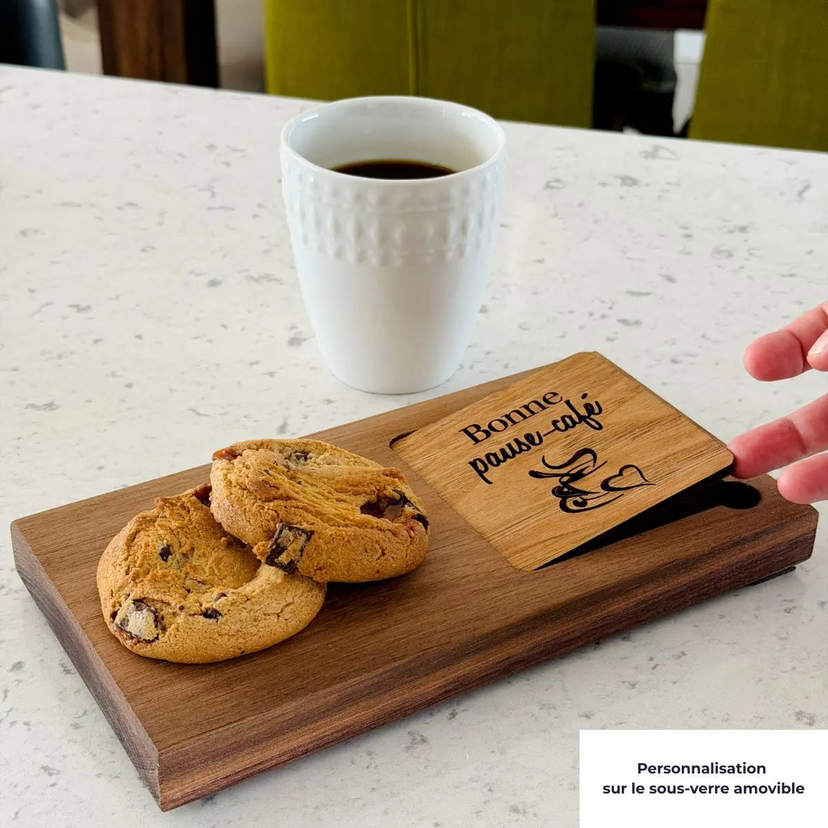 Plateau de service en bois personnalisé — sous-verre amovible gravé | BoisFrancK