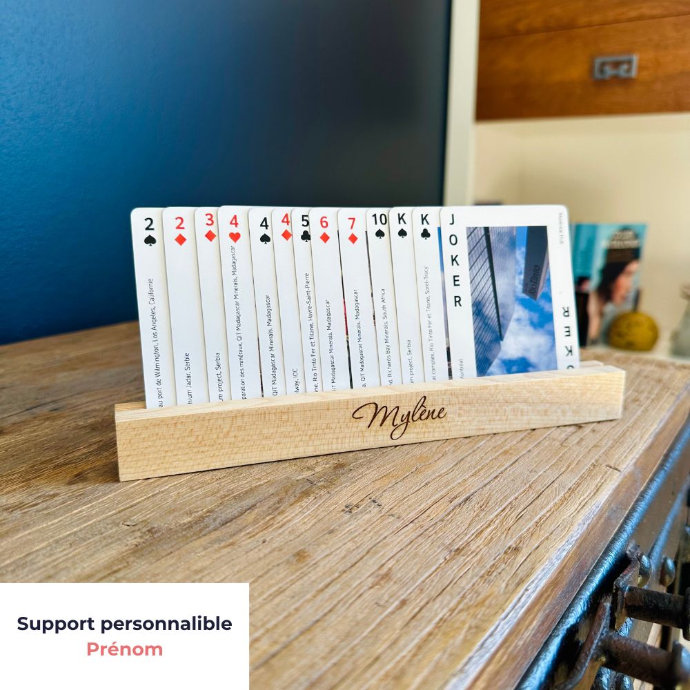 Support pour cartes à jouer en bois massif personnalisé