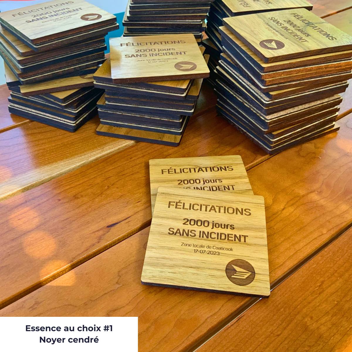 Sous-verres en bois personnalisés- Texte et logo compagnie- BoiSfrancK
