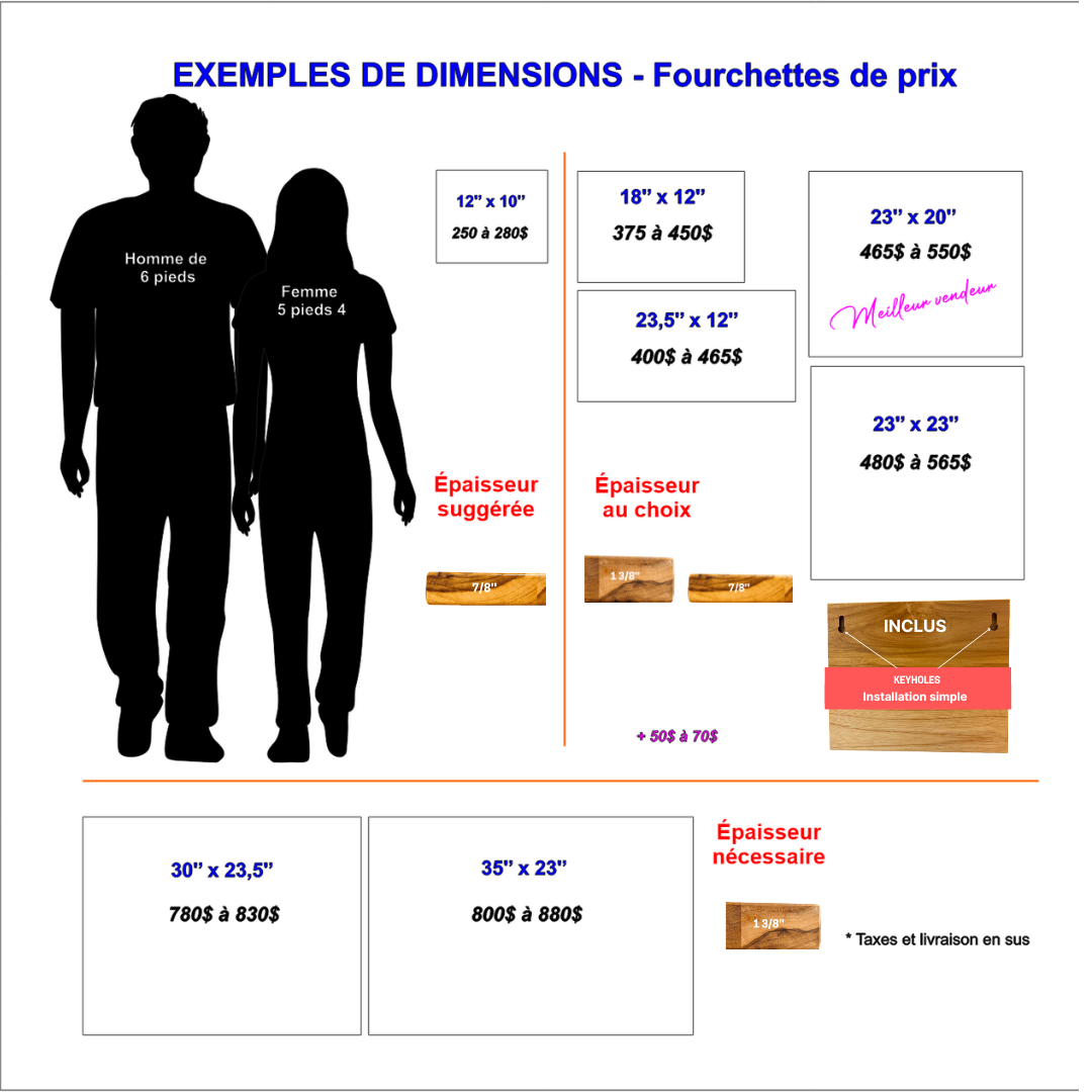 Pancarte bois extérieur personnalisé guide dimensions tailles spécifications - BoisFranck Québec