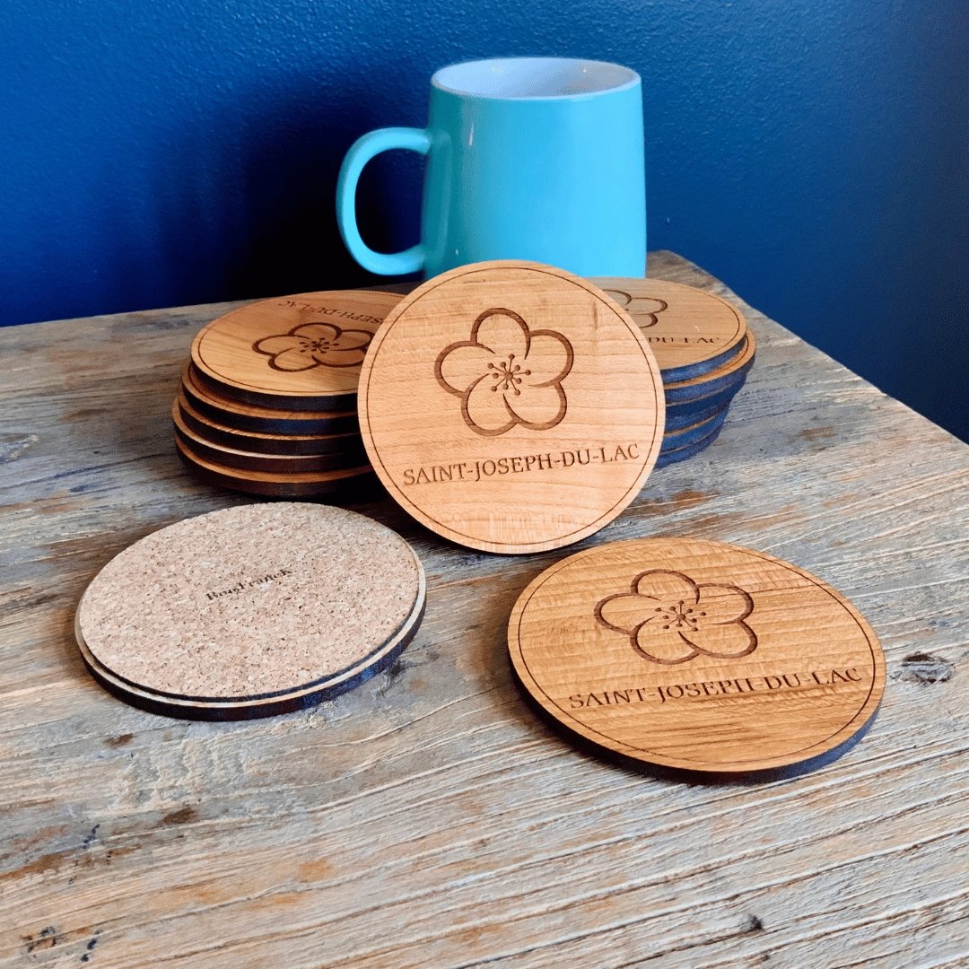 Sous-verres personnalisés en bois pour une municipalité-BoisFrancK