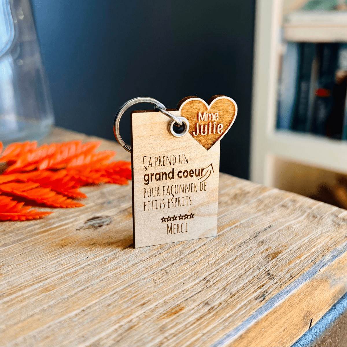Cadeaux pour enseignants et éducateurs-en bois personnalisés-porte-clés-BoisfRancK