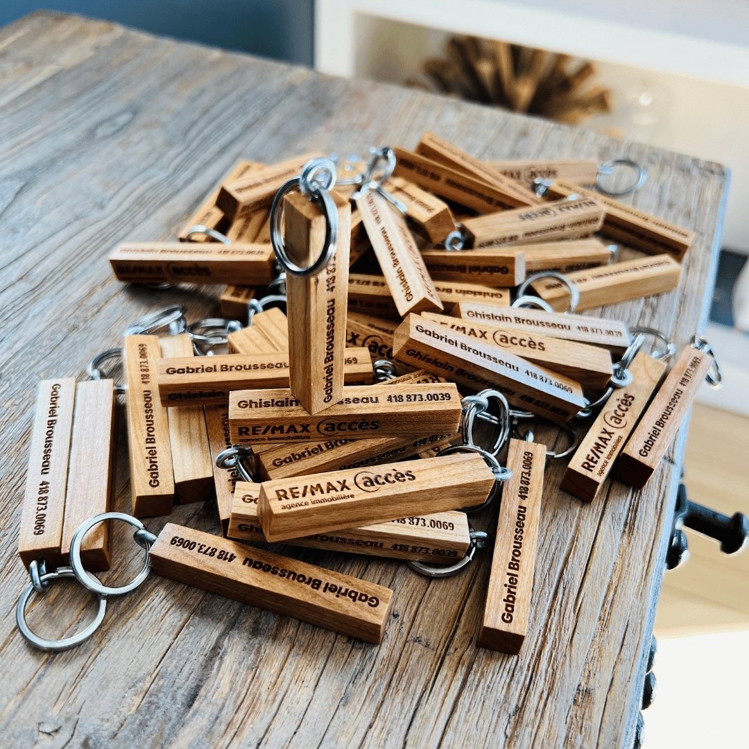 Porte-clés en bois personnalisés de tyle minimaliste-batonnet-gravé REMAX-BoisfrancK