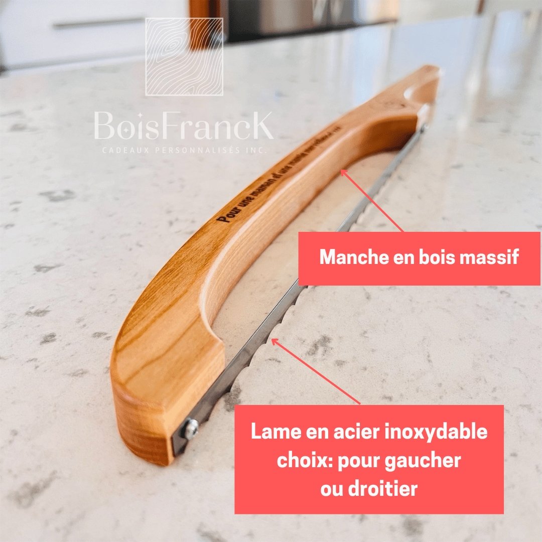 Couteau a pain personnalise en bois-erable-vue de la lame-BoisFrancK