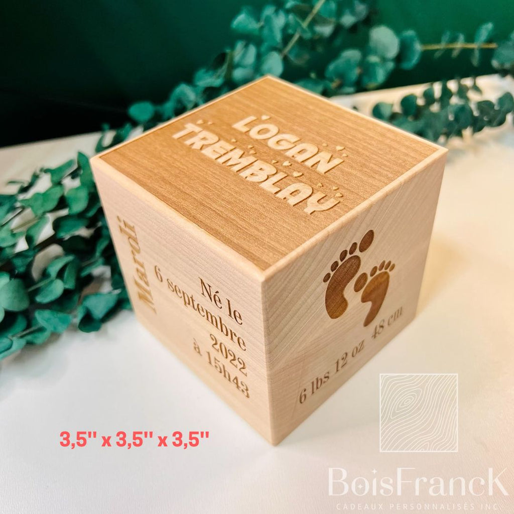 Cadeau De Naissance Personnalisé Le Cube Photo en Bois