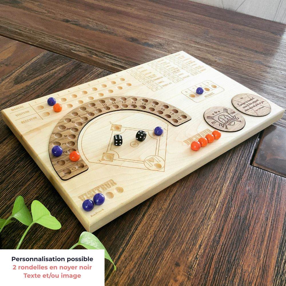 Jeu de baseball personnalisé en bois- double personnalisation- BoiSFrancK