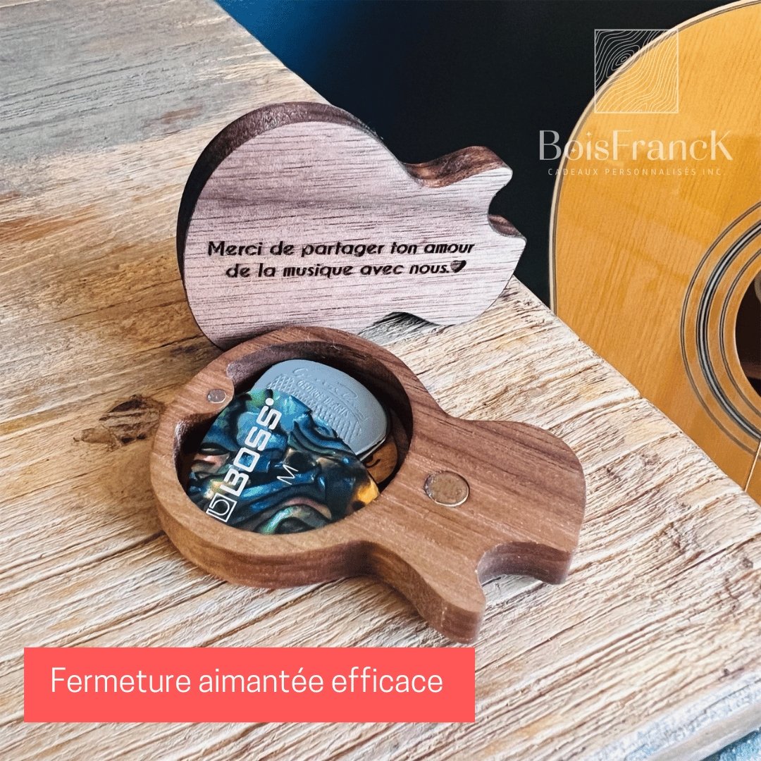 Médiators de guitare en bois personnalisés avec Pick Box